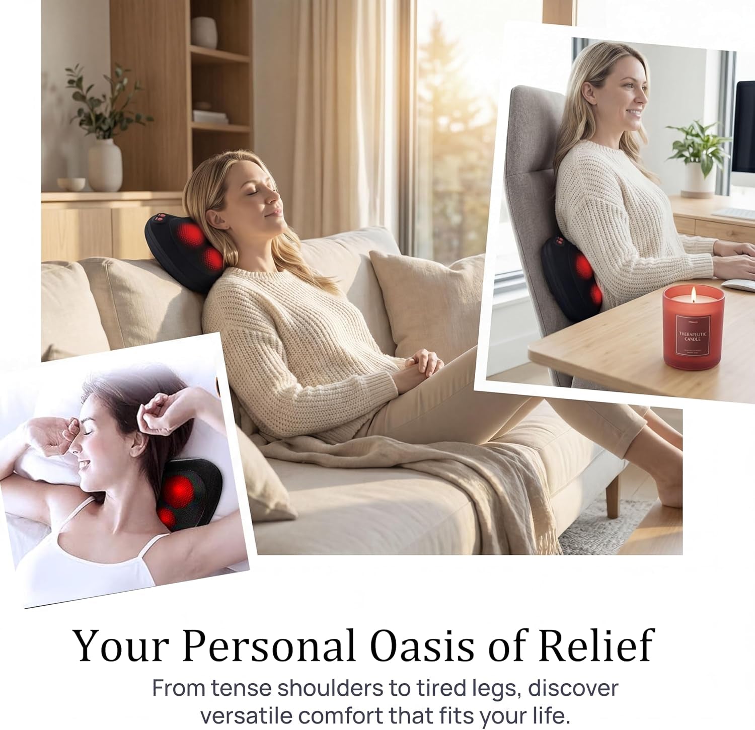 Back Massager with Heat,Shiatsu Pillow for Body Pain Relief | Deep Kneading Massager for Neck,Shoulder,Foot&Lower Back,Body Muscle Relaxation,Gifts for Women/Mom/Dad,Fathers Day Dad Gifts