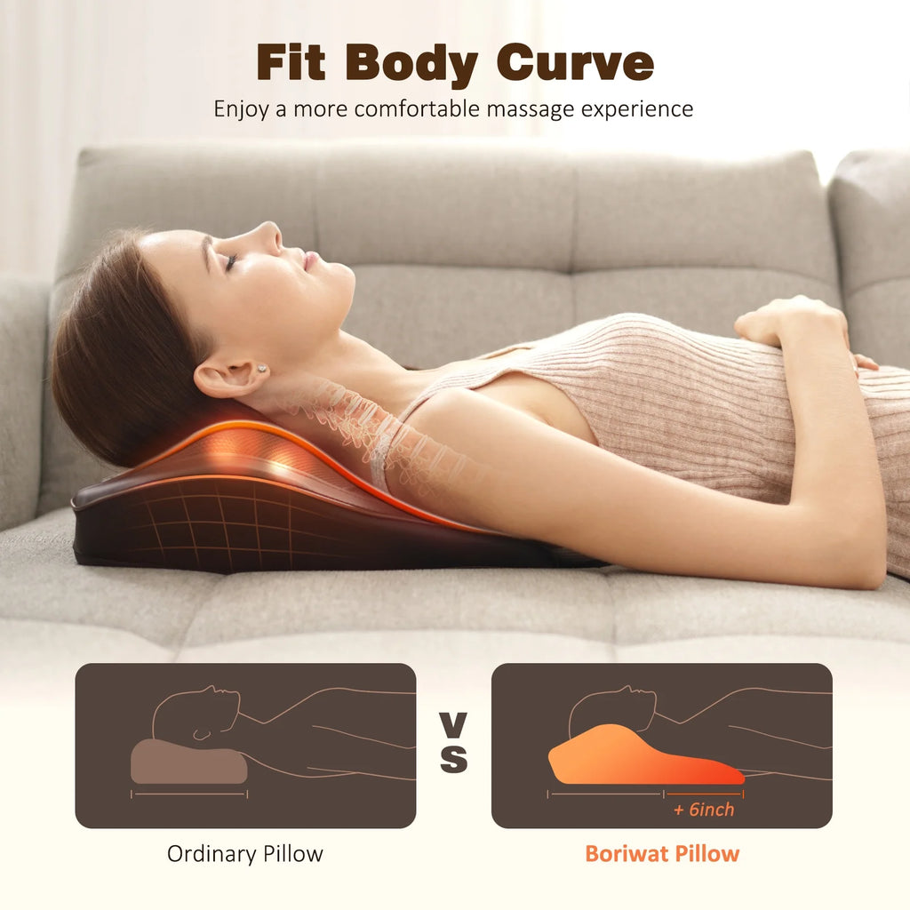 Neck & Back Massager with Heat, 3D Deep-Kneading Shiatsu Pillow, Brown — Gift for Mom & Dad