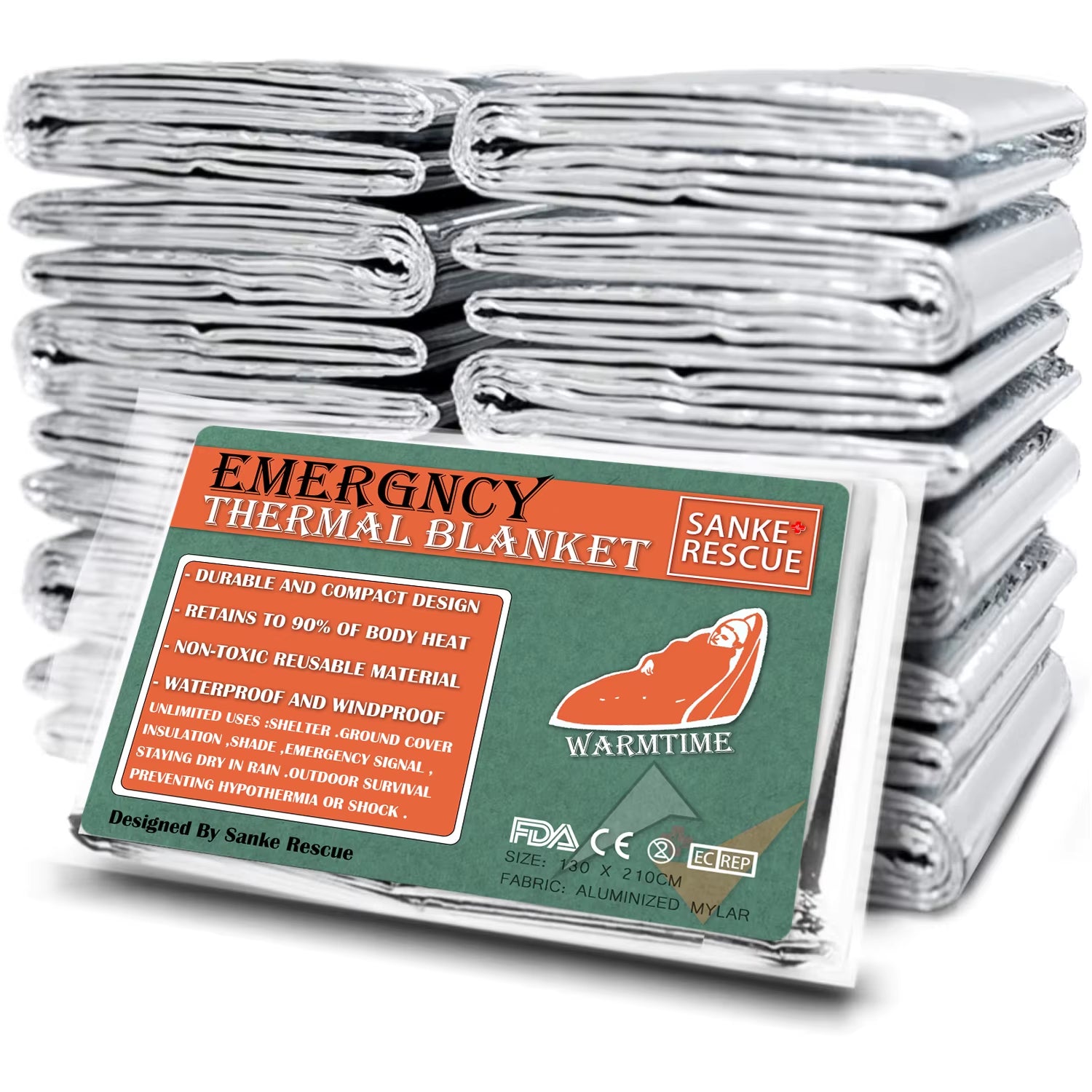 4Pcs Emergency Mylar Thermal Blanket Foil Space Blanket Designed for NASA Body Warmer Outdoor First Aid Camping Hiking Travel