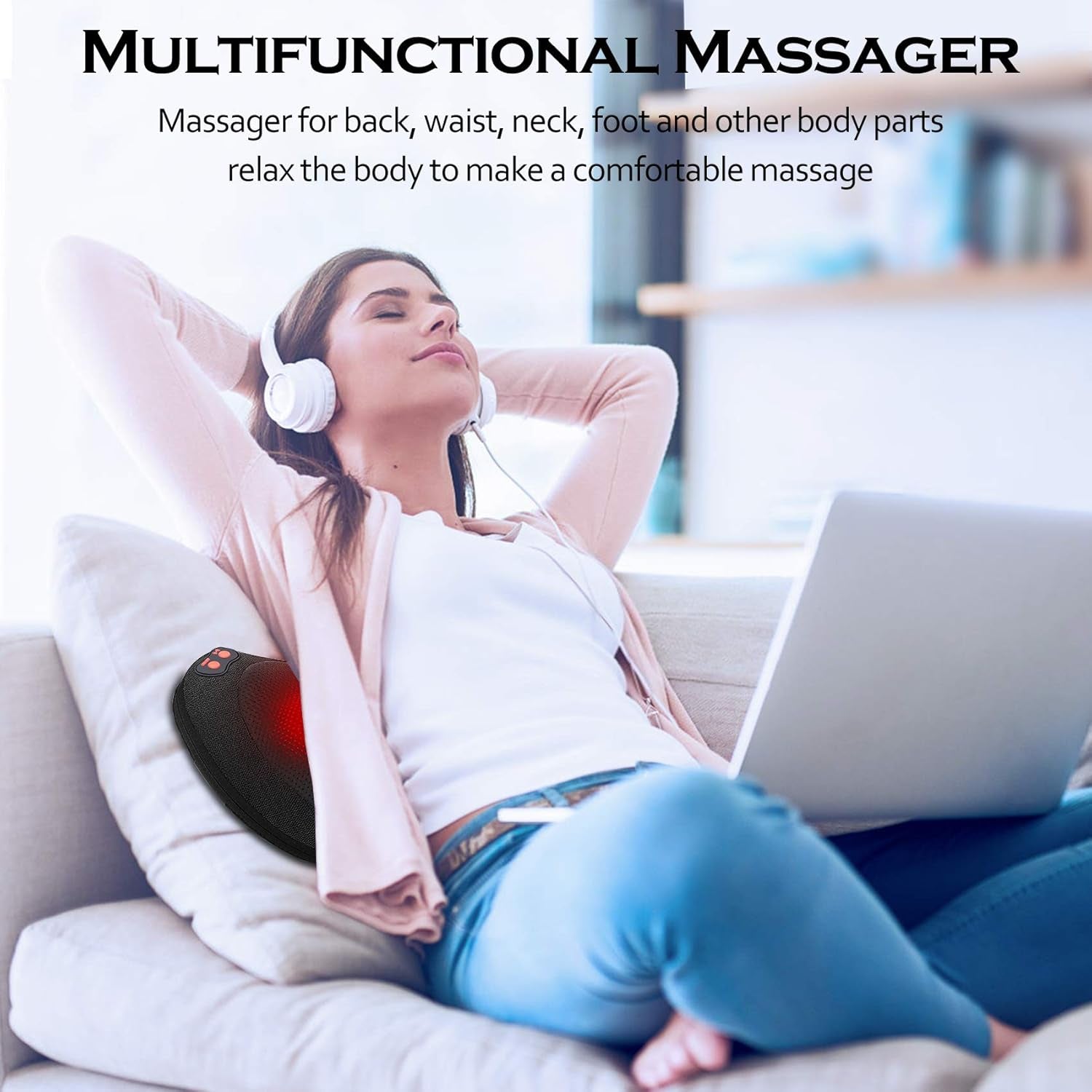 Back Massager with Heat,Shiatsu Pillow for Body Pain Relief | Deep Kneading Massager for Neck,Shoulder,Foot&Lower Back,Body Muscle Relaxation,Gifts for Women/Mom/Dad,Fathers Day Dad Gifts