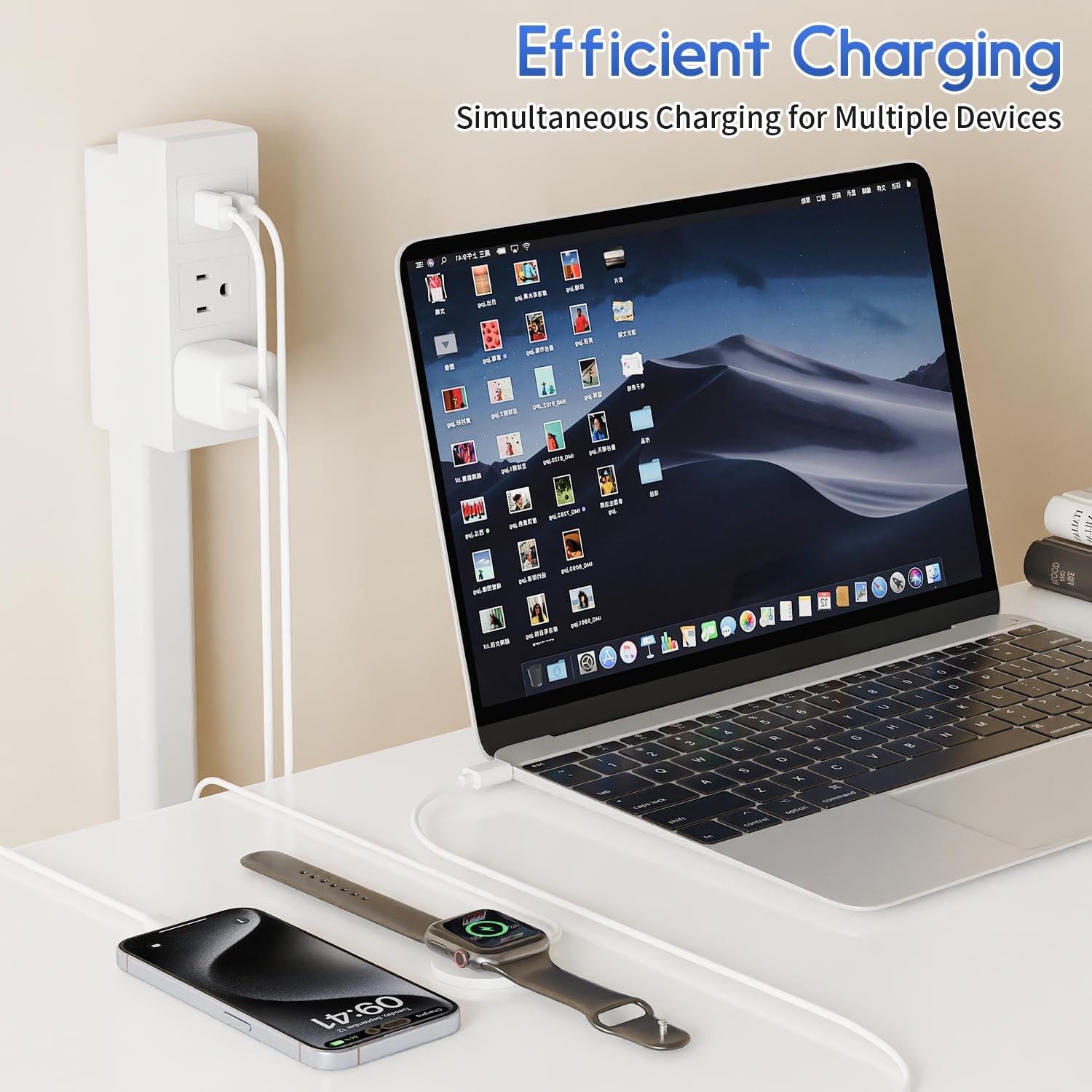Outlet Extender Stick, Electric Outlet Extender Stretch from 17.7" to 27.6" & Rotate 180°, Easy Access to Hard to Reach Spaces behind Sofas & Nightstands